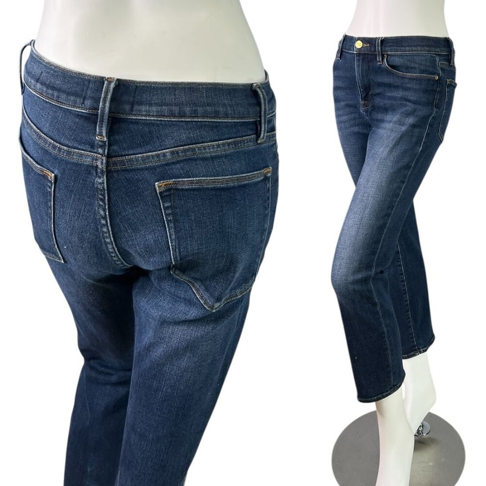 Frame Denim Le High Straight Jeans In Lomita Coated $258 Size 29